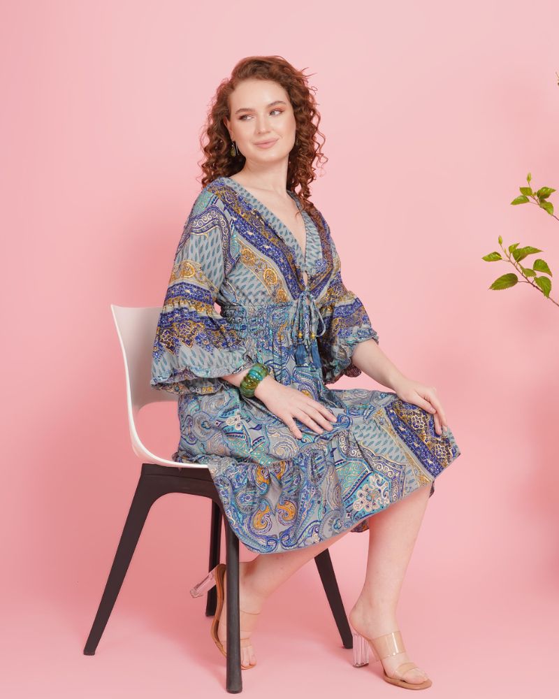 Boho drift blush short dress