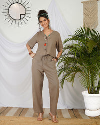 Seraphine drift taupe cotton co-ord set