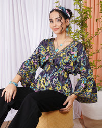 Fiora twilight paisley peplum top