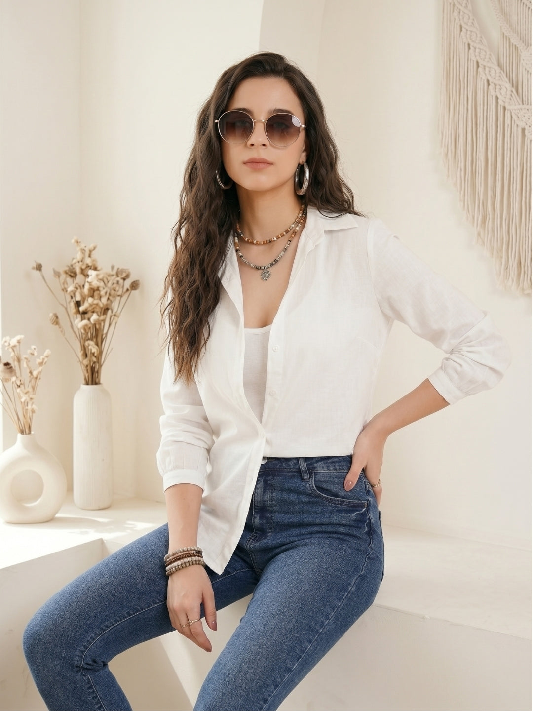 Calista ivory breeze cotton shirt