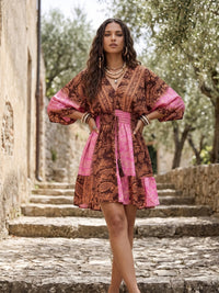 Rosalie cocoa pop boho mini dress