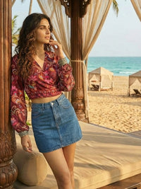 Maribel berry bloom wrap boho top