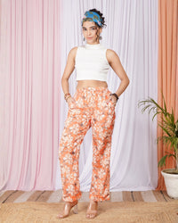 Odette citrus-floral comfort trousers