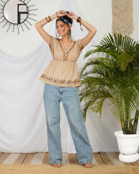 Aveline sandstone boho cotton top