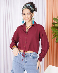 Rhianna cranberry-chic cotton top