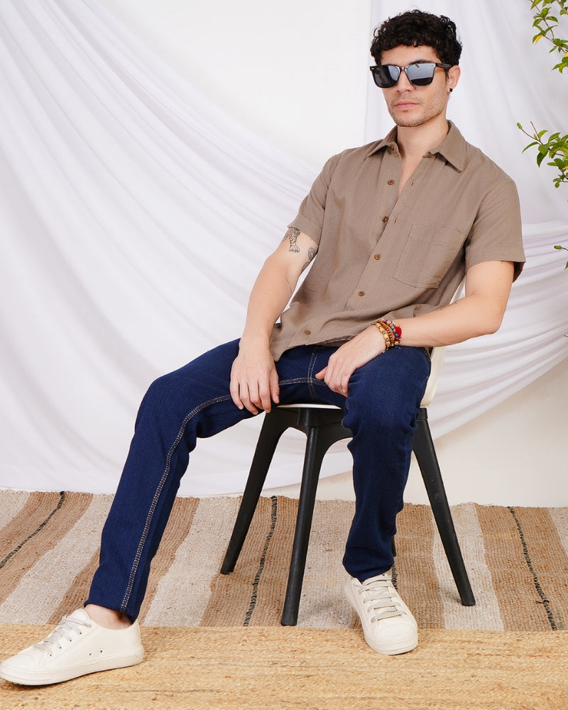 Lennox taupe trail cotton shirt