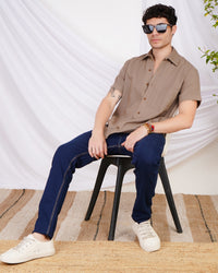 Lennox taupe trail cotton shirt