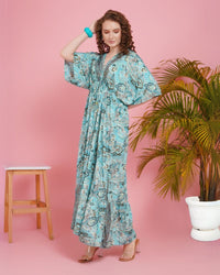 Blue breeze kimono maxi dress