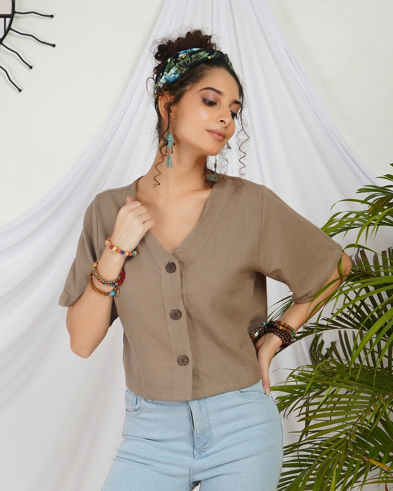 Mireille desert beige boho top