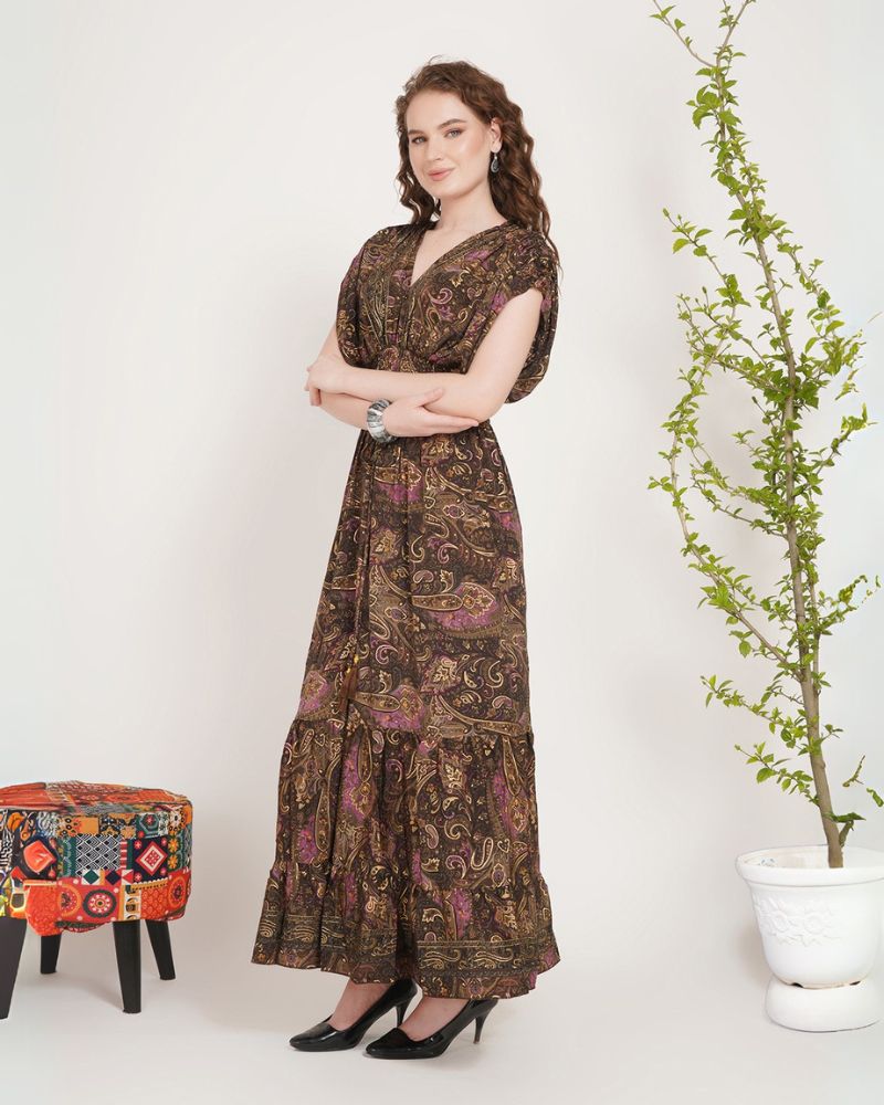 Elaris mocha plum maxi dress