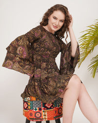 Twilight plum ruffle sleeve mini dress