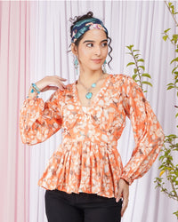 Maribel sunset petal peplum top