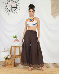 Espresso sunflare cotton palazzo pants