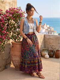 Forest ember boho maxi skirt