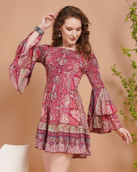 Rosette reverie smocked mini dress