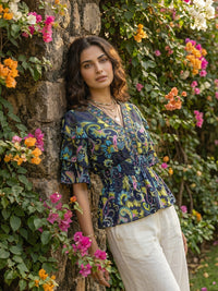 Ylena midnight bloom peplum top