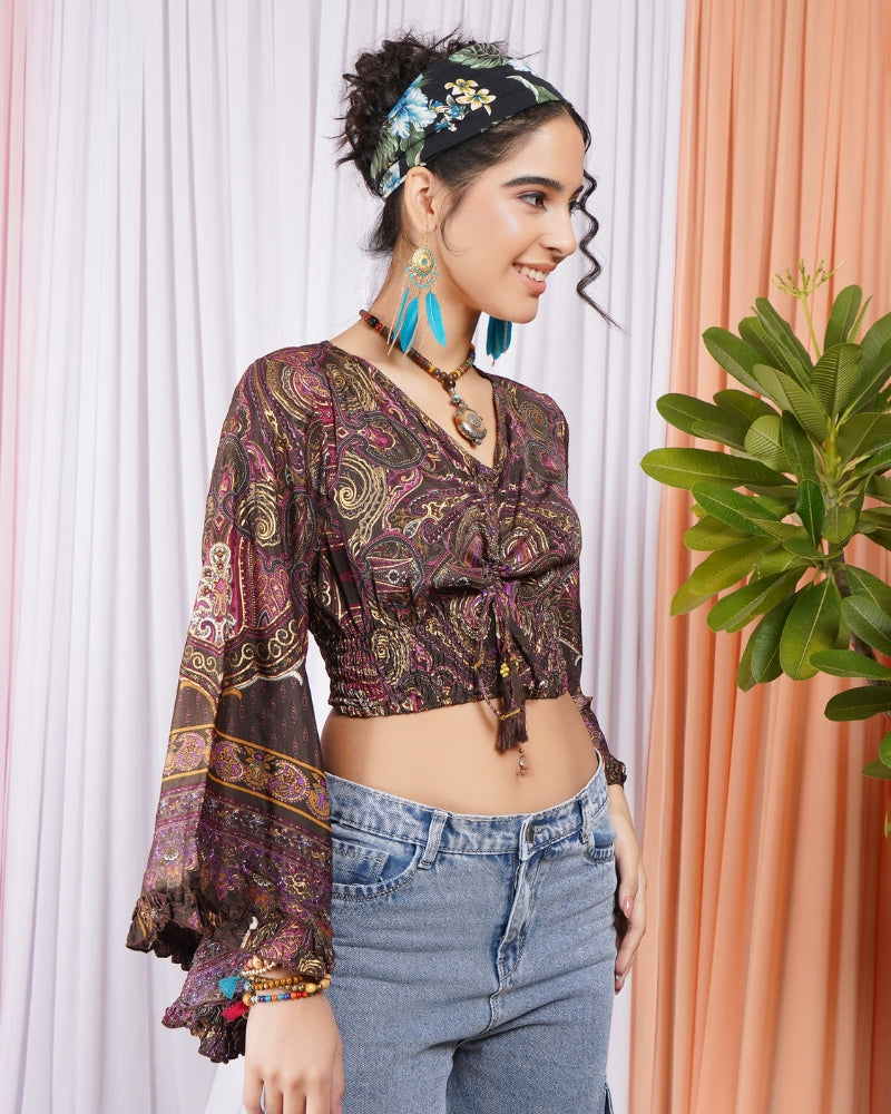 Clarisse cocoa-wine ruche top