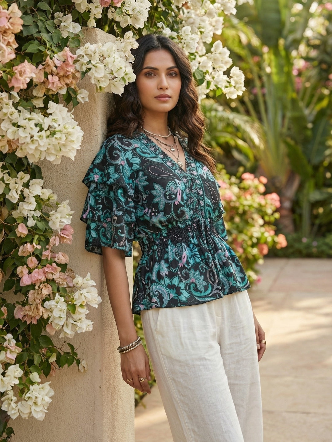 Ivara twilight paisley peplum top
