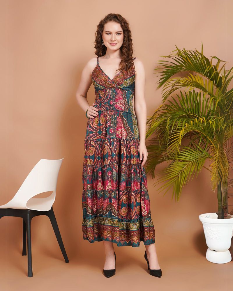 Amara peacock glow maxi dress
