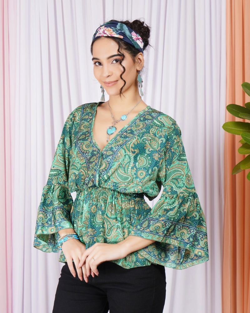 Aurelia mint whisper peplum top