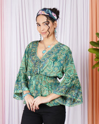 Aurelia mint whisper peplum top