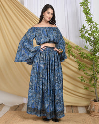 Calypso royal bloom off shoulder co-ord set