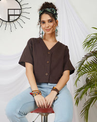 Amara cocoa boho crop top