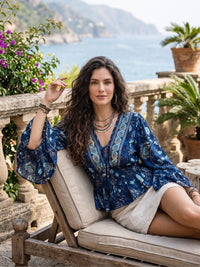 Violetta blue mirage boho peplum top