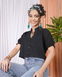 Aureline blackwood V-neck top