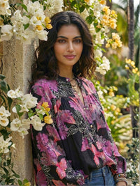 Soriel midnight leaf oversize boho shirt