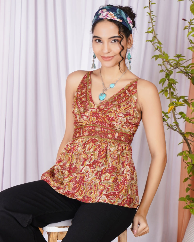 Merlina crimson-muse spaghetti top