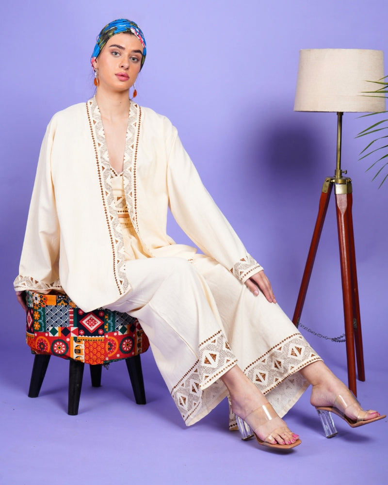 Ivory oasis 3 piece khadi co-ord set