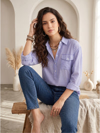 Wisteria stripe popover oversize shirt