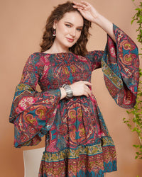 Mira bloom bell sleeve mini dress