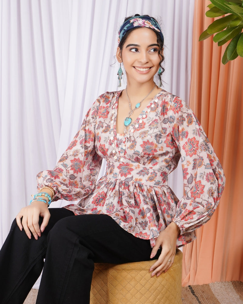 Vienna petal glow peplum top