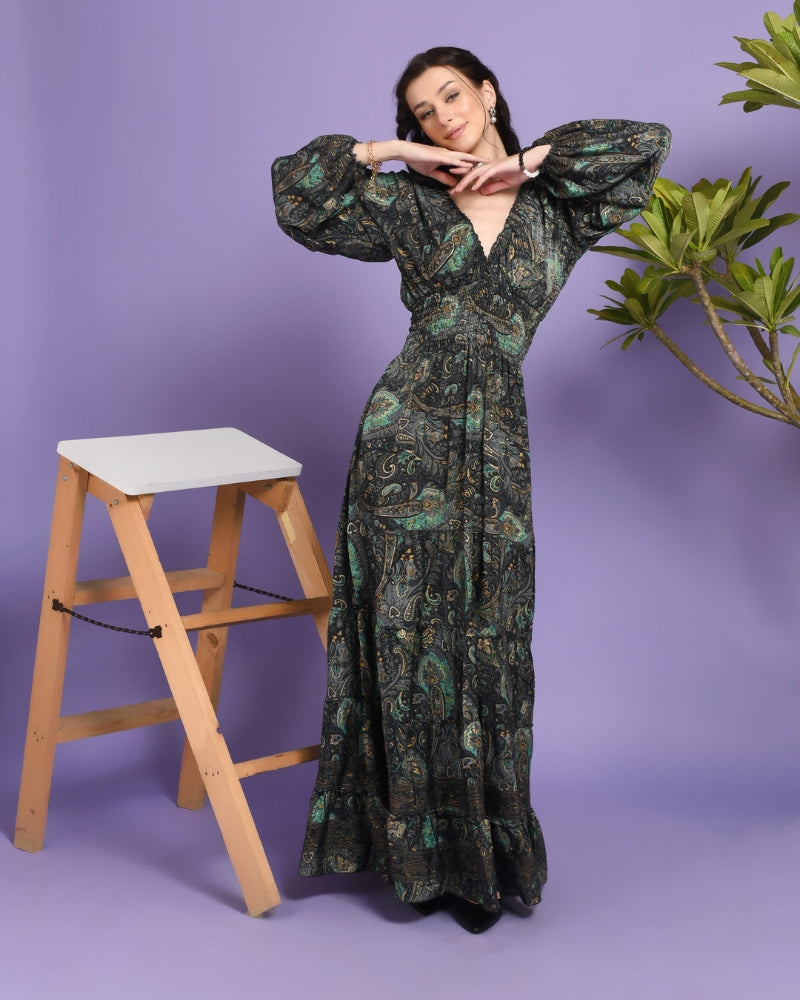 Emerald whisper maxi dress