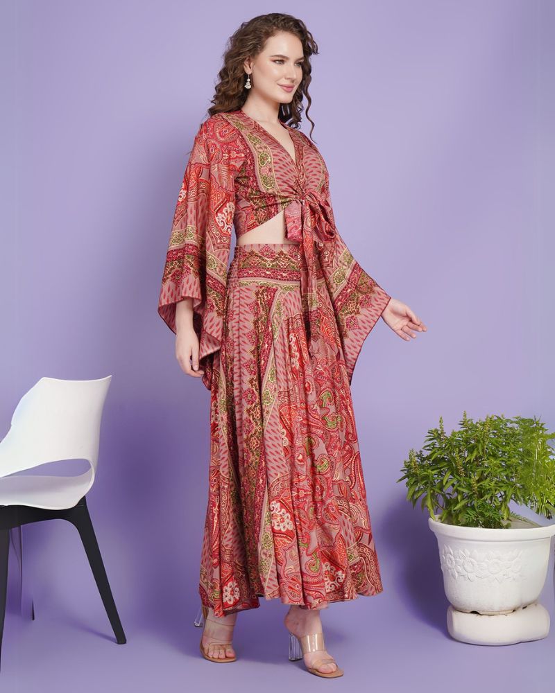 Rosy reverie skirt and crop top co‑ord set