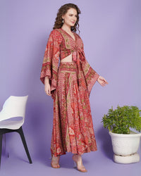 Rosy reverie skirt and crop top co‑ord set