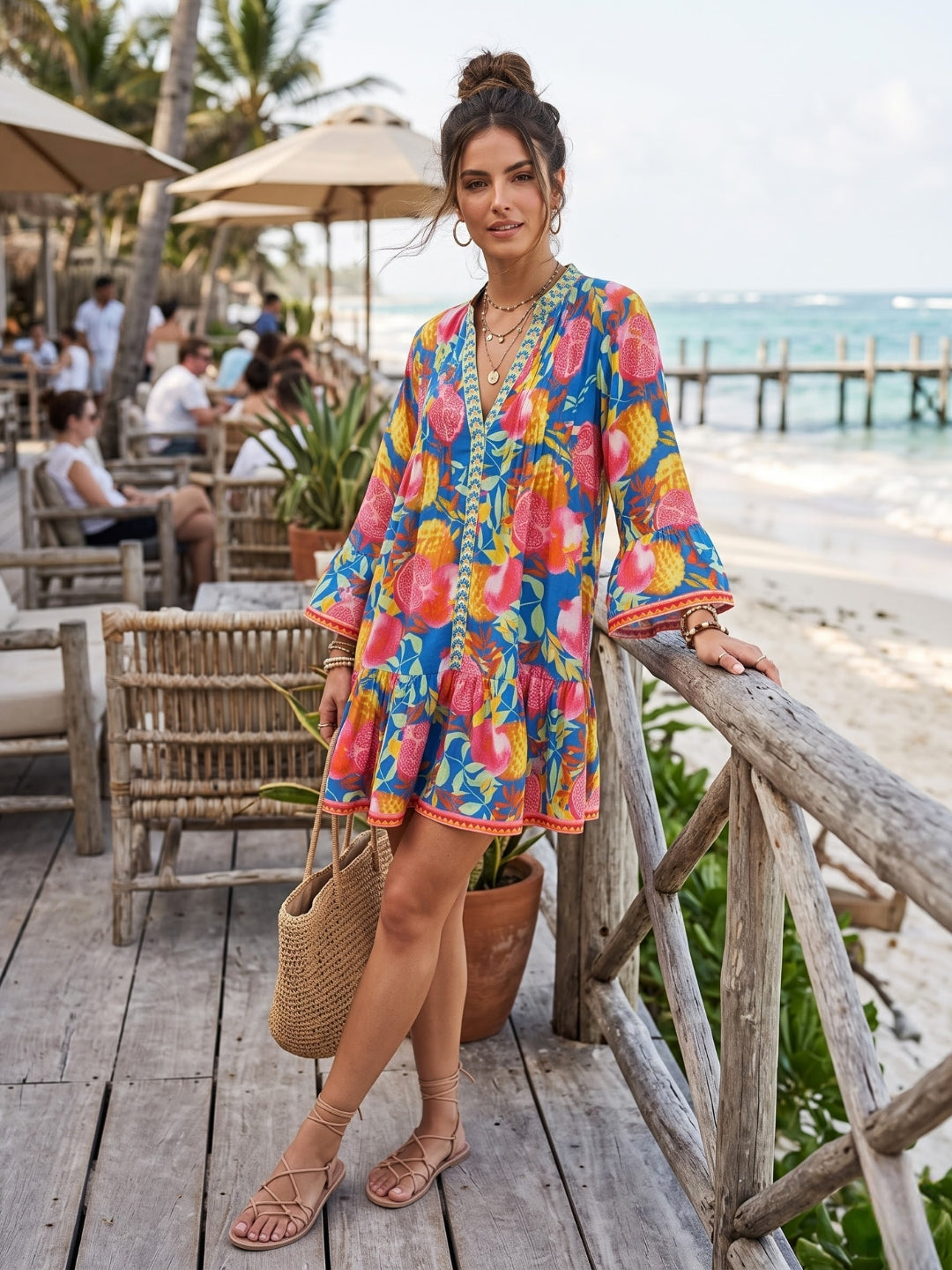 Mirella pomegranate pop boho dress