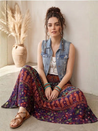 Autumn tapestry boho maxi skirt