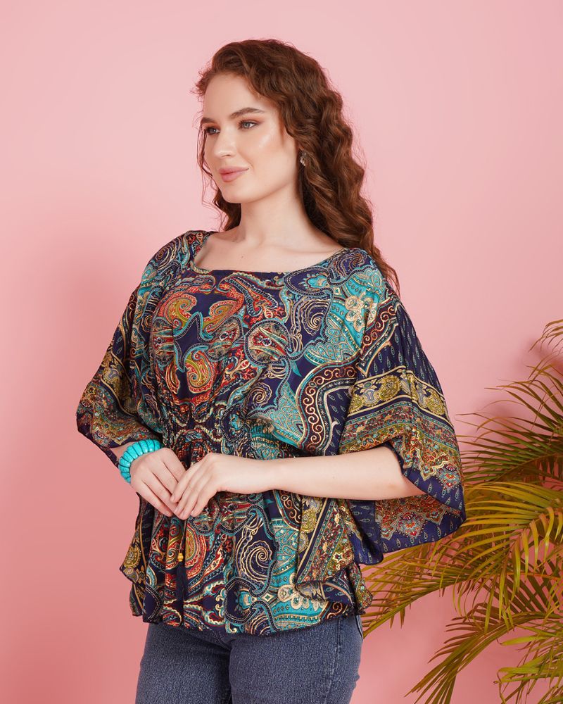 Navy nomad kaftan top