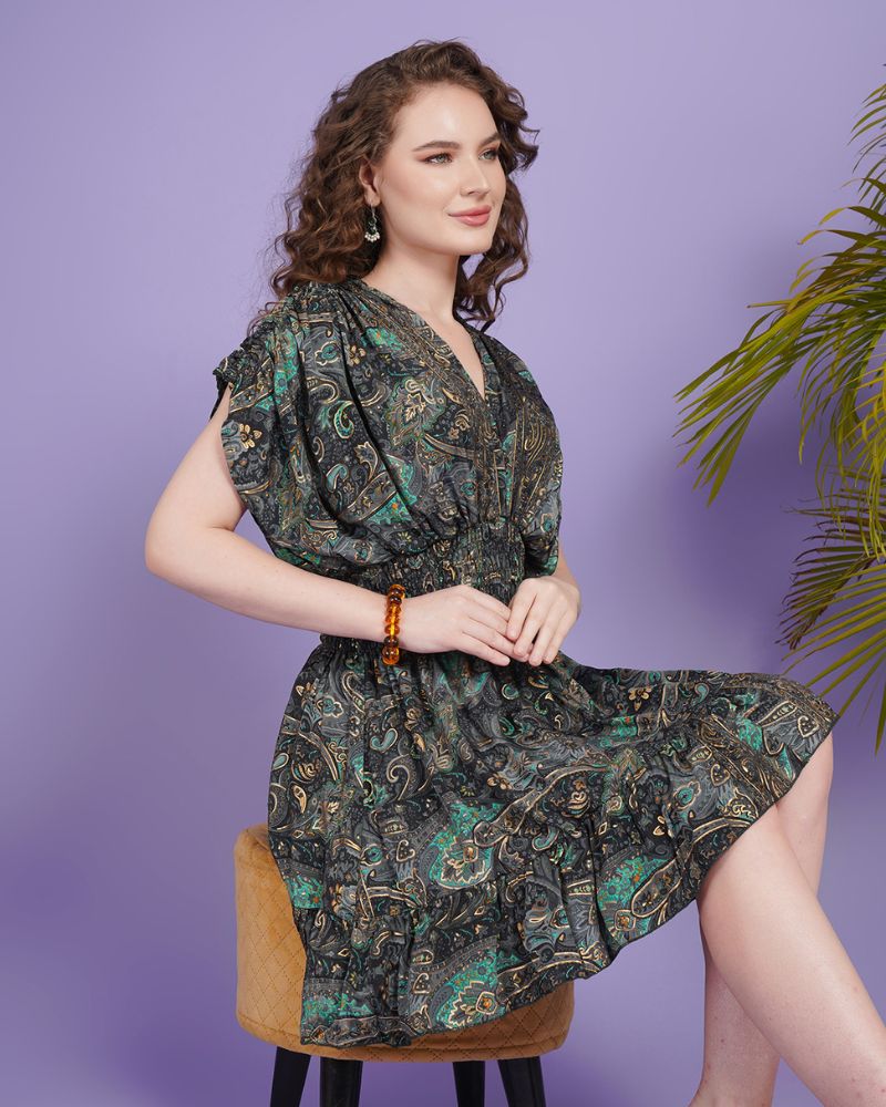 Midnight teal diva mini dress