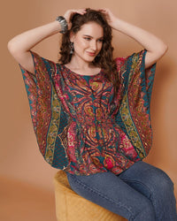 Paisley pop fusion kaftan top