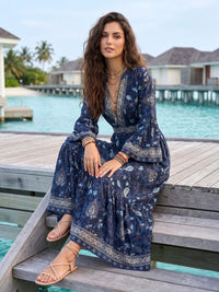Mystic ocean bohemian maxi dress