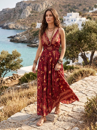 Célestine scarlet boho maxi dress