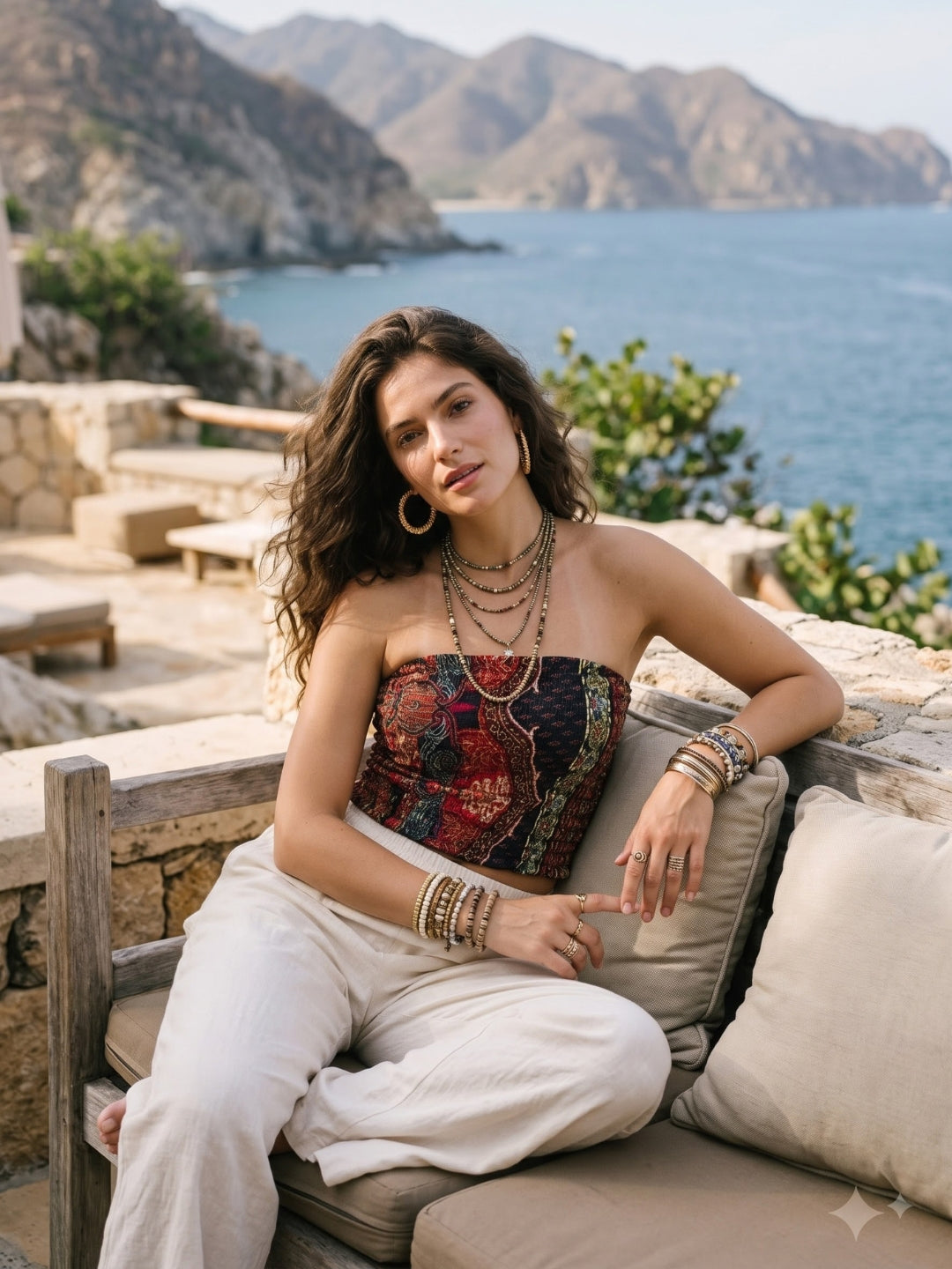 Midnight scarlet boho tube top