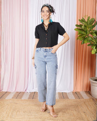 Sienna noir boho cotton top