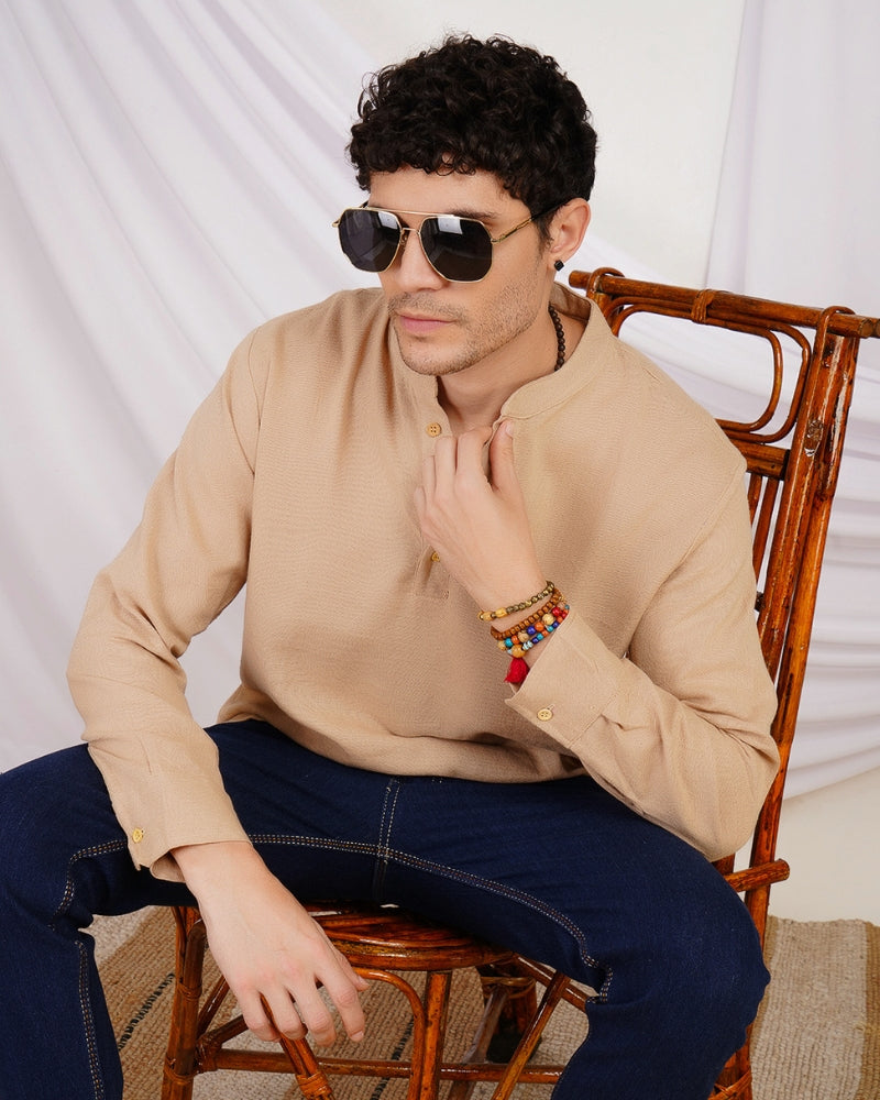 Maddox drift-beige cotton shirt