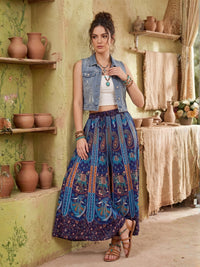 Midnight tide bohemian skirt
