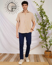 Arlo sandstone organic cotton shirt